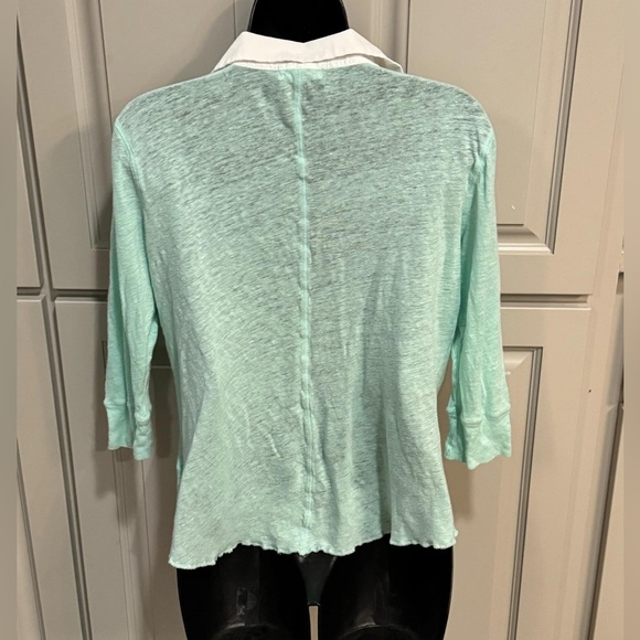 Nature Mint Green Women's collard Top LARGE - Picture 2 of 5